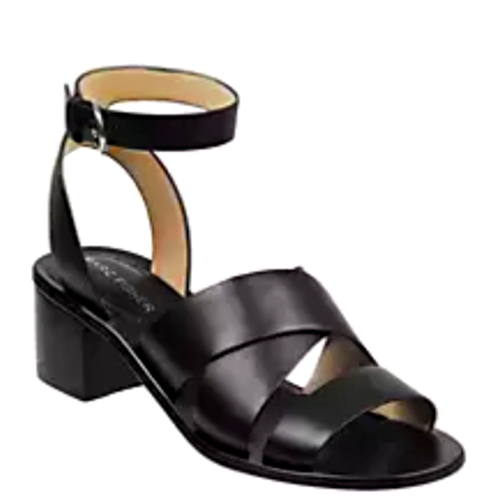 Marc Fisher Black Leather Omelia City Sacked Sandals Size 9.5